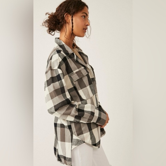 NWOT Free People S We the Free Izzie Cargo Shirt Snap Button Down New Flannel - Picture 5 of 6